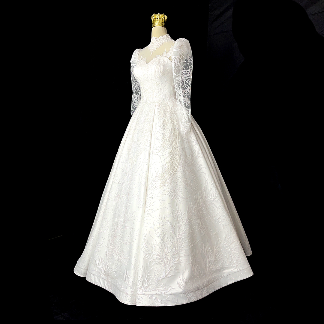 لباس عروس استین تور